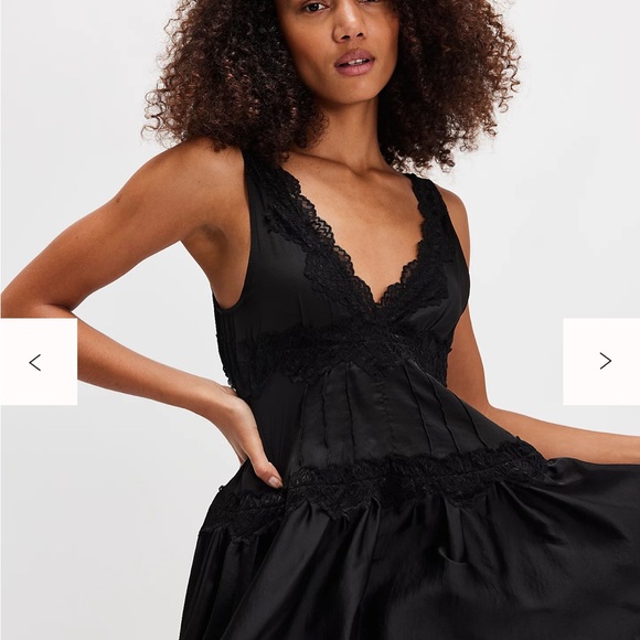 Free people Elegant Black Lace Trim Dress